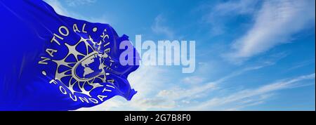 Minsk, Belarus - May, 2021: flag of National Science Foundation waving in the wind. USA Departments. Copy space. 3d illustration, Stock Photo