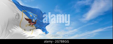 Minsk, Belarus - May, 2021: flag of Senior Enlisted Advisor to the Chairman waving in the wind. USA Departments. Copy space. 3d illustration, Stock Photo