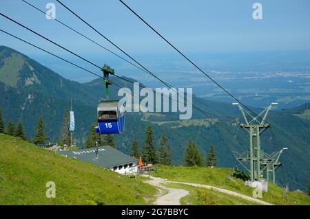 Kampenwandbahn, gondola at the mountain station, August, Chiemgau, Aschau, Bavaria, Germany Stock Photo