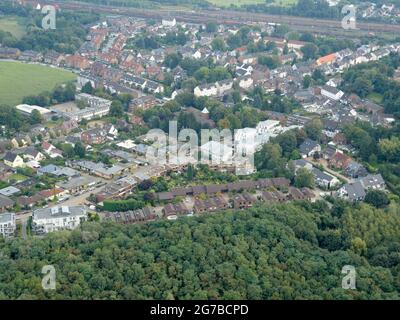 View from hot air balloon, on Bottrop-Vonderort, September, Bottrop, Ruhr Area, North Rhine-Westphalia, Germany Stock Photo