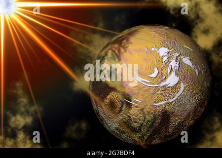 Digitally created high resolution image of planet Jupiter, the most massive planet in the solar system and the fifth in distance from the Sun Stock Photo