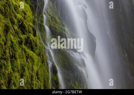 Skookum Falls, beautiful in spring runoff, along Skookum Flats Trail, Mount Baker-Snoqualmie National Forest, Washington State, USA Stock Photo