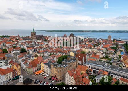 View from the Marienkirche to the old town with the St. Nikolai Church, Stralsund, Mecklenburg-Western Pomerania, Germany Stock Photo