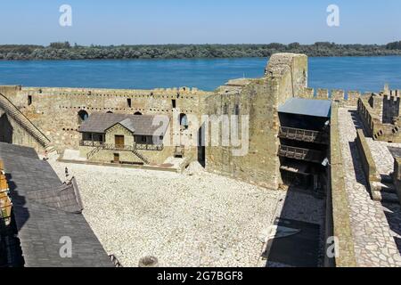 SMEDEREVO, SERBIA - AUGUST 12, 2019: Ruins of Smederevo Fortress at the coast of the Danube River - in town of Smederevo, Serbia Stock Photo