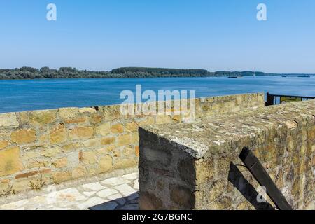 SMEDEREVO, SERBIA - AUGUST 12, 2019: Ruins of Smederevo Fortress at the coast of the Danube River - in town of Smederevo, Serbia Stock Photo