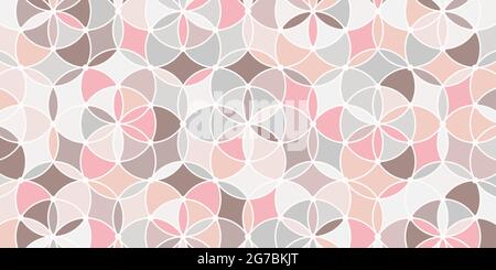 Abstract geometric seamless pattern circle overlapping. Elegant pink background pastel color design for carpet,wallpaper,clothing,wrapping,batik Stock Vector