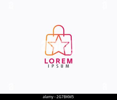 shopping bag star Logo design can be used as sign, icon or symbol, full layered vector and easy to edit and customize size and color, compatible with Stock Vector