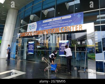 Editorial Photo, Indonesia, South Jakarta, Smesco Building, 08 Juli 2021, Cleaning Service doing Their Job Stock Photo