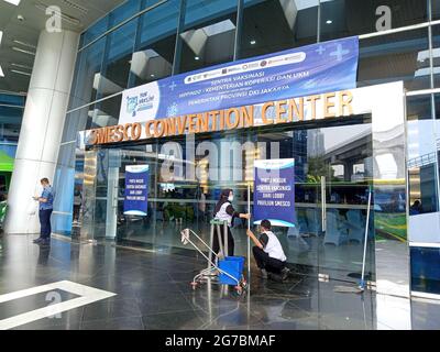 Editorial Photo, Indonesia, South Jakarta, Smesco Building, 08 Juli 2021, Cleaning Service doing Their Job Stock Photo