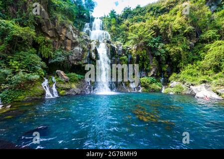 The Egret basin waterfall on La Reunion island Stock Photo