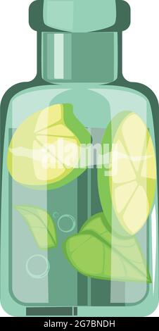 Realistic lemon juice bottle on white background - Vector illustration Stock Vector