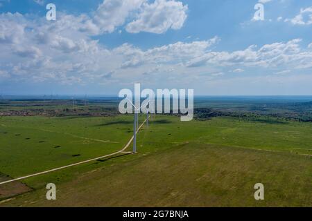 Aerial view wind farm in west Texas Stock Photo