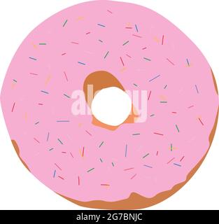 Realistic round donut on white background - Vector illustration Stock Vector