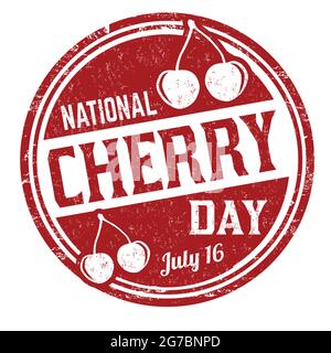 National cherry day sign or stamp on white background, vector illustration Stock Vector