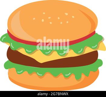 Realistic big hamburger on white background - Vector illustration Stock Vector