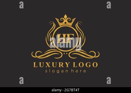 HF Letter Royal Luxury Logo template in vector art for Restaurant, Royalty, Boutique, Cafe, Hotel, Heraldic, Jewelry, Fashion and other vector illustr Stock Vector