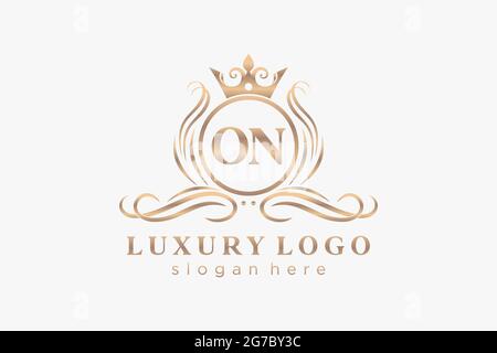 ON Letter Royal Luxury Logo template in vector art for Restaurant, Royalty, Boutique, Cafe, Hotel, Heraldic, Jewelry, Fashion and other vector illustr Stock Vector