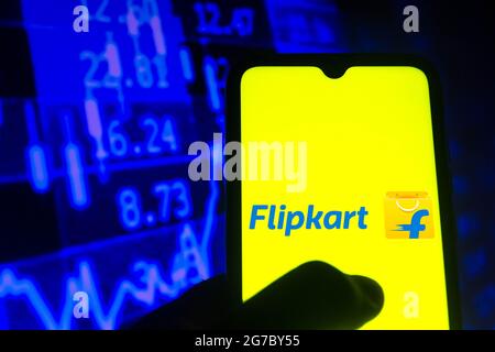 Brazil. 12th July, 2021. In this photo illustration the FlipKart logo seen displayed on a smartphone. (Photo by Rafael Henrique/SOPA Images/Sipa USA) Credit: Sipa USA/Alamy Live News Stock Photo