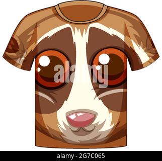 Front of t-shirt with face of slow loris pattern illustration Stock Vector