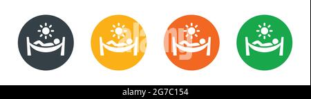 Person relaxing on hammock icon vector set. Summer vacation concept Stock Vector