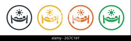 Person relaxing on hammock icon vector set. Summer vacation concept Stock Vector
