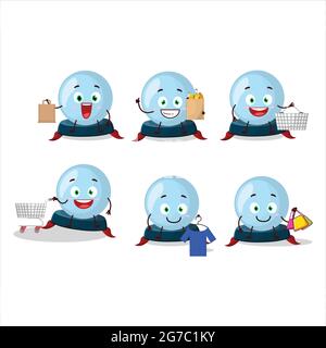 A Rich crystal ball mascot design style going shopping. Vector illustration Stock Vector