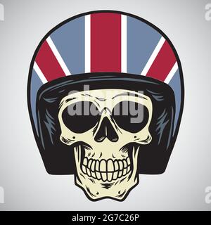 Skulls With England Motorcycle Helmet Vector Illustration Stock Vector