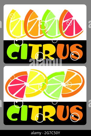 citrus sticker with lime, lemon, orange and grapefruit 2 Stock Vector