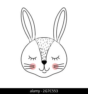 Cute little bunny head with closed eyes. Cartoon animal character for kids  t-shirts, nursery decoration, baby shower, greeting card, invitation, house  Stock Vector Image & Art - Alamy