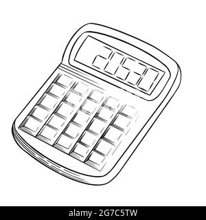Hand drawn calculator on white background. Vector illustration. Stock Vector