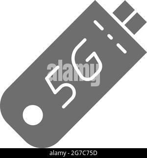 Vector fast 5G internet modem grey icon. Stock Vector