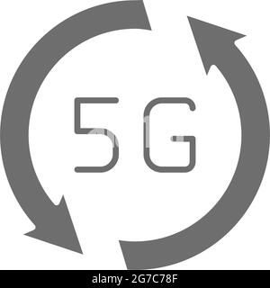 Fast 5G internet grey icon. Isolated on white background Stock Vector