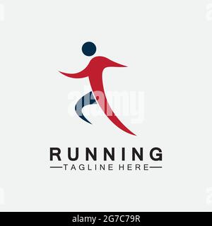 Running people logo symbol vector illustration design.Healthy running marathon athletes sprinting vector logo Stock Vector