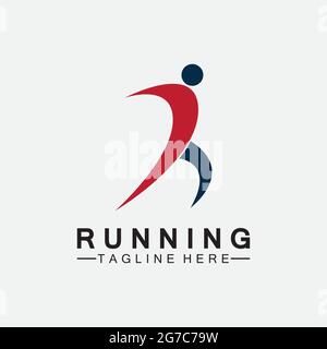 Running people logo symbol vector illustration design.Healthy running marathon athletes sprinting vector logo Stock Vector
