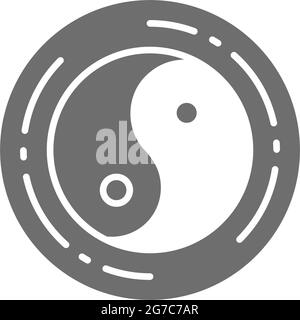 Yin yang sign, chinese symbol grey icon. Stock Vector