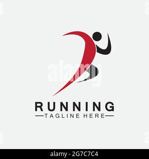 Running people logo symbol vector illustration design.Healthy running marathon athletes sprinting vector logo Stock Vector