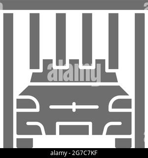 Automatic brushes in portal carwash grey icon. Stock Vector