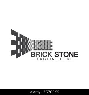 Brick stone logo vector icon illustration design  template Stock Vector