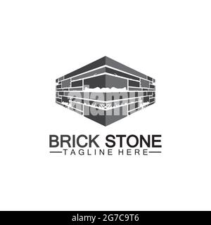 Brick stone logo vector icon illustration design  template Stock Vector
