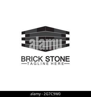 Brick stone logo vector icon illustration design  template Stock Vector