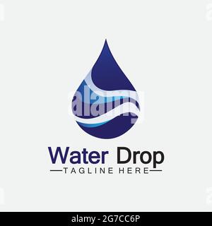 Abstract Blue water drop logo Vector illustration design template. Stock Vector