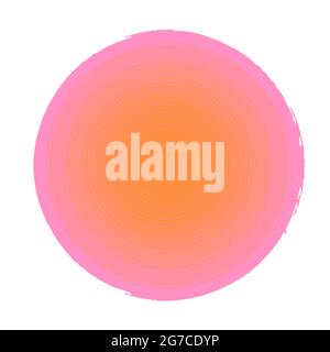 Circle vector background from 5 layers with a smooth color transition from pink to orange, concentric circles in grunge style, design element for web, social media highlights, banner, round template. Stock Vector