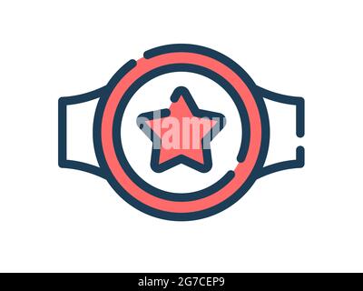 champion belt single isolated icon with dash or dashed line style vector illustration Stock Photo