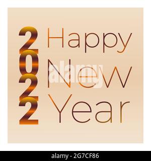 2022 Happy New Year, inscription like a striped tiger, gradient. For design, calendar, postcard, greetings, backdrop, design element. Vector illustration Stock Vector