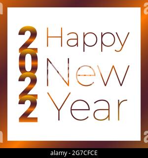 2022 Happy New Year, inscription like a striped tiger, gradient. For design, calendar, postcard, greetings, backdrop, design element. Vector illustration Stock Vector