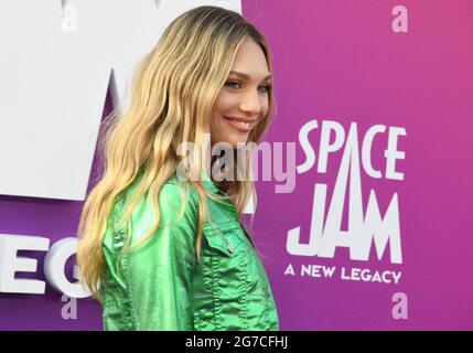 Los Angeles, USA. 12th July, 2021. Maddie Ziegler arrives at the SPACE JAM: A NEW LEGACY World Premiere held at the Regal L.A. LIVE in Los Angeles, CA on Monday, ?July 12, 2021. (Photo By Sthanlee B. Mirador/Sipa USA) Credit: Sipa USA/Alamy Live News Stock Photo