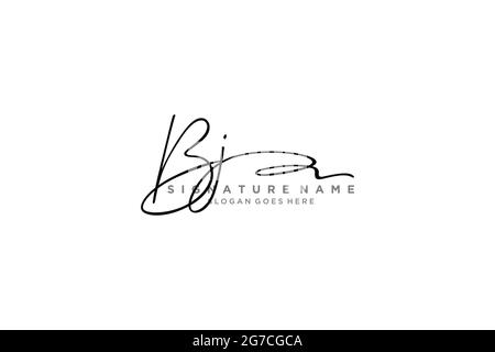 BJ Letter Signature Logo Template elegant design logo Sign Symbol template vector icon Stock Vector