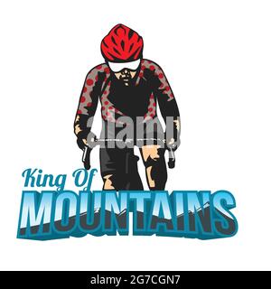 King of Mountains (KoM). best road cycling mountain climber. cyclist in polka dot jersey vector illustration Stock Vector