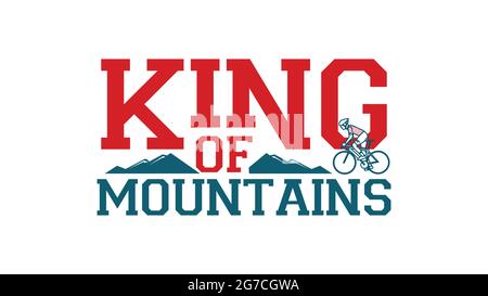 King of Mountains (KoM). best road cycling mountain climber. big text typography vector illustration Stock Vector