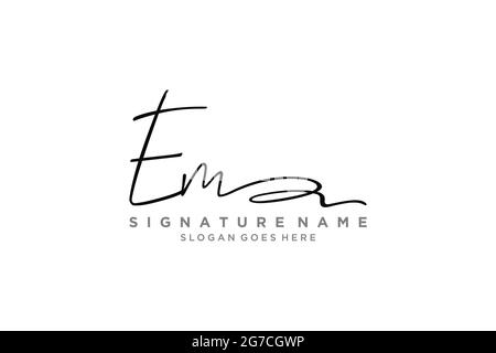 EM Letter Signature Logo Template elegant design logo Sign Symbol template vector icon Stock Vector